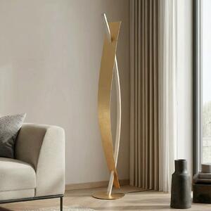 Lucande LED podna lampa Marija, zlatne boje, dimabilna, 140 cm, prigušiva, Zlato / mjed, Dnevni boravak/blagovaonica, Metal