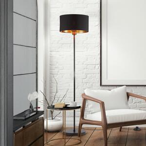 B.K. Licht Kari podna lampa, ravna, crna/zlatna, tkanina, E27, Crno, Dnevni boravak/blagovaonica, Tkanina / tekstil