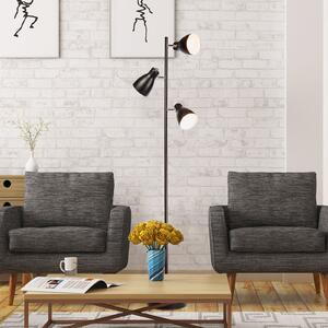 B.K. Licht Gide podna lampa, 3 žarulje, crna, metalna, E27, Crno, Dnevni boravak/blagovaonica, Metal