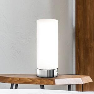 B.K. Licht Gari stolna lampa, visina 24,5 cm, krom/bijela, staklo, E14, prigušiva, Bijela, spavaća soba