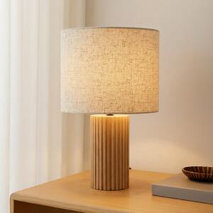 Lindby stolna lampa Kimiko, visina 38 cm, drvo, tekstil, Drvo, Dnevni boravak/blagovaonica, Drvo