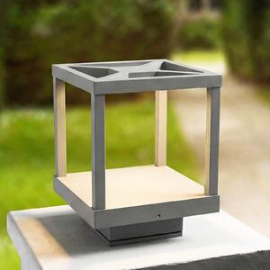 Lucande LED postolje, Lealan, siva, metalna, 23 cm, IP54, Sivo, Aluminij