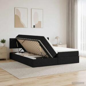 Krevet s od storage s uzglavljem 2 kom. Crna Lažna koža - Crna 180 x 200 cm Dizajn s rombovima
