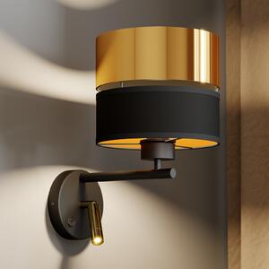 TK Lighting Zidna svjetiljka Hilton crno/zlatna s LED svjetlom za čitanje, Crno, Dnevni boravak/blagovaonica, Metal, Svjetlo za čitanje