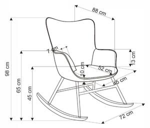 Stolica za ljuljanje Houston 1611Siva, 98x72x88cm, Tkanina, Drvene, Drvo, Metal