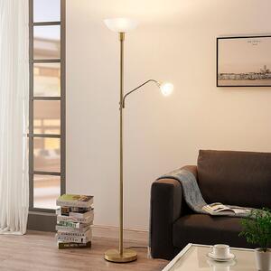 Lindby stropni reflektor Jost, 180 cm, mesing, lampa za čitanje, E27, Zlato / mjed, Dnevni boravak/blagovaonica, Metal