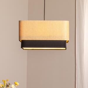 Maco Design Kwadro Duo viseća svjetiljka, crna/bež, 50x50cm, juta/saten, prigušiva, Bež, Dnevni boravak/blagovaonica, Tkanina / tekstil