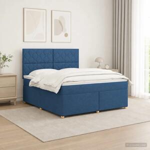 Boxspring krevet s madracem Plava 180 x 200 cm Tkanina - Plava 180 x 200 cm Dizajn s rombovima