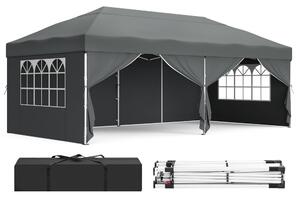 Paviljon 3 x 3 m za vrt i zabave sa zaštitom od sunca - Siva - 3 x 6 m sa 6 bočnih panela