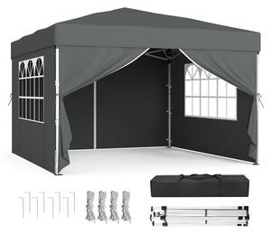Paviljon 3 x 3 m za vrt i zabave sa zaštitom od sunca - Siva - 3 x 3 m s 4 bočne ploče