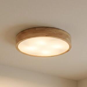Lindby Tanju stropna svjetiljka, Ø60 cm, 5 sjenila, gumawood, E27, prigušiva, Drvo, Dnevni boravak/blagovaonica, Drvo