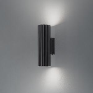 SOLLUX LIGHTING Zidna lampa karbon, crna, visina 20 cm, aluminij, 2 žarulje., prigušiva, Crno, Dnevni boravak/blagovaonica, Aluminij