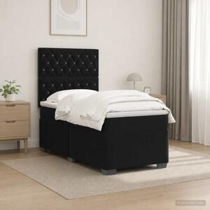 Boxspring krevet s madracem Crna 90 x 200 cm Baršun - Crna 90 x 200 cm Kristal s dugmadima