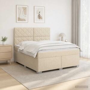 Boxspring krevet s madracem Krem 160 x 200 cm Tkanina - Krem 160 x 200 cm Dizajn s rombovima