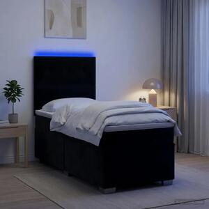 Boxspring krevet s madracem Crna 90 x 200 cm Baršun - Crna 90 x 200 cm Prošiveno gumbima
