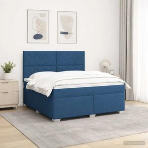 Boxspring krevet s madracem Plava 180 x 200 cm Tkanina - Plava 180 x 200 cm Dizajn s rombovima