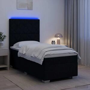 Boxspring krevet s madracem Crna 90 x 200 cm Tkanina - Crna 90 x 200 cm Dizajn s rombovima