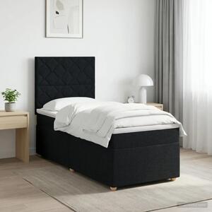 Boxspring krevet s madracem Crna 90 x 190 cm Tkanina - Crna 90 x 190 cm Dizajn s rombovima