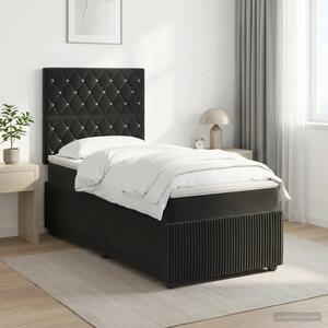 Boxspring krevet s madracem Crna 90 x 200 cm Baršun - Crna 90 x 200 cm Kristal s dugmadima