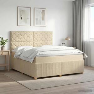 Boxspring krevet s madracem Krem 160 x 200 cm Tkanina - Krem 160 x 200 cm Dizajn s rombovima