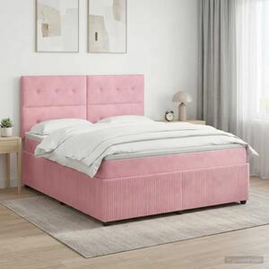 Boxspring krevet s madracem Ružičasta 140 x 190 cm Baršun - Ružičasta 140 x 190 cm Prošiveno gumbima
