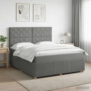 Boxspring krevet s madracem Tamnosiva 140 x 200 cm Tkanina - Tamnosiva 140 x 200 cm Dizajn s rombovima