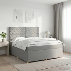 Boxspring krevet s madracem Svjetlosiva 140 x 190 cm Tkanina - Svjetlosiva 140 x 190 cm Dizajn s rombovima