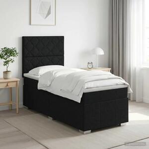 Boxspring krevet s madracem Crna 90 x 200 cm Tkanina - Crna 90 x 200 cm Dizajn s rombovima