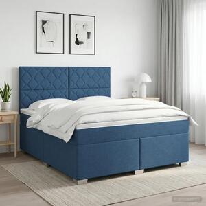 Boxspring krevet s madracem Plava 180 x 200 cm Tkanina - Plava 180 x 200 cm Dizajn s rombovima