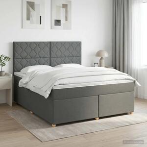 Boxspring krevet s madracem Tamnosiva 140 x 200 cm Tkanina - Tamnosiva 140 x 200 cm Dizajn s rombovima
