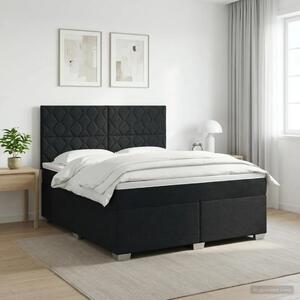 Boxspring krevet s madracem Crna 180 x 200 cm Tkanina - Crna 180 x 200 cm Dizajn s rombovima