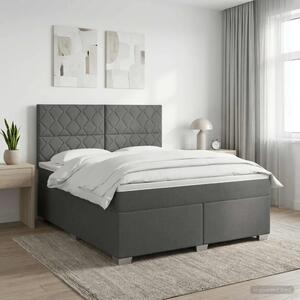 Boxspring krevet s madracem Tamnosiva 140 x 190 cm Tkanina - Tamnosiva 140 x 190 cm Dizajn s rombovima