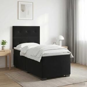 Boxspring krevet s madracem Crna 90 x 200 cm Baršun - Crna 90 x 200 cm Prošiveno gumbima