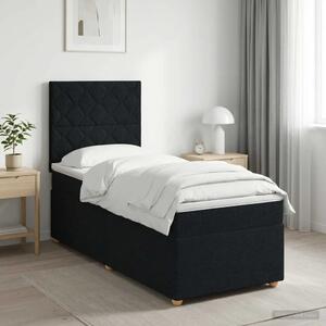 Boxspring krevet s madracem Crna 90 x 190 cm Tkanina - Crna 90 x 190 cm Dizajn s rombovima