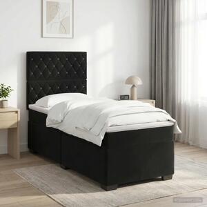 Boxspring krevet s madracem Crna 90 x 200 cm Baršun - Crna 90 x 200 cm Kristal s dugmadima