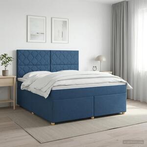 Boxspring krevet s madracem Plava 160 x 200 cm Tkanina - Plava 160 x 200 cm Dizajn s rombovima