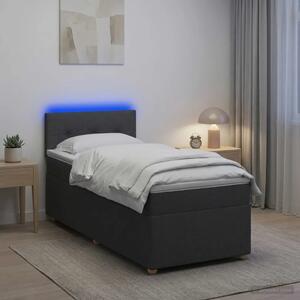 Krevet s box springom madracem i LED-om Tamnosiva 90 x 190 cm - Tamnosiva jedna veličina Prošiveno gumbima
