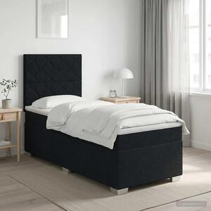 Boxspring krevet s madracem Crna 90 x 190 cm Tkanina - Crna 90 x 190 cm Dizajn s rombovima