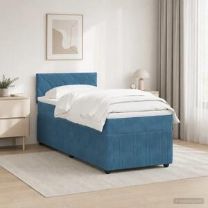 Boxspring krevet s madracem Plava 90 x 200 cm Baršun - Plava 90 x 200 cm Dizajn s rombovima