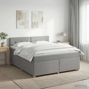 Boxspring krevet s madracem Svjetlosiva 140 x 190 cm Tkanina - Svjetlosiva 140 x 190 cm Prošiveno gumbima