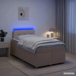 Boxspring krevet s madracem Krem 120 x 190 cm Tkanina - Krem 120 x 190 cm Prošiveno gumbima