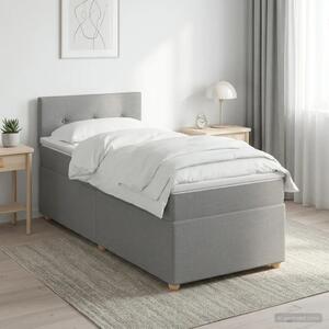 Boxspring krevet s madracem Svjetlosiva 90 x 200 cm Tkanina - Svjetlosiva 90 x 200 cm Prošiveno gumbima