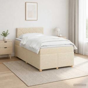Boxspring krevet s madracem Krem 120 x 190 cm Tkanina - Krem 120 x 190 cm Dizajn s rombovima