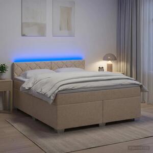 Krevet s box springom madracem i LED-om Krem 160 x 200 cm - Krem 160 x 200 cm Dizajn s rombovima