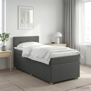 Boxspring krevet s madracem Tamnosiva 90 x 190 cm Tkanina - Tamnosiva Jedina veličina Prošiveno gumbima