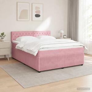 Boxspring krevet s madracem Ružičasta 160 x 200 cm Baršun - Ružičasta 160 x 200 cm Kristal s dugmadima