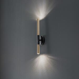 SIGMA Zidna svjetiljka Sopel Lux, 2 žarulje, crno/zlatna, visina 38 cm, prigušiva, Zlato / mjed, Dnevni boravak/blagovaonica, Metal