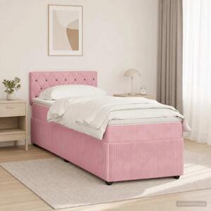 Boxspring krevet s madracem Ružičasta 90 x 200 cm Baršun - Ružičasta 90 x 200 cm Kristal s dugmadima