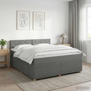Boxspring krevet s madracem Tamnosiva 140 x 200 cm Tkanina - Tamnosiva 140 x 200 cm Dizajn s rombovima
