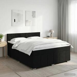 Boxspring krevet s madracem Crna 180 x 200 cm Tkanina - Crna 180 x 200 cm Dizajn s rombovima